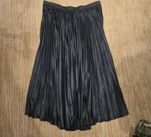 Halogen Black A-Line faux-leathered Pleated Skirt